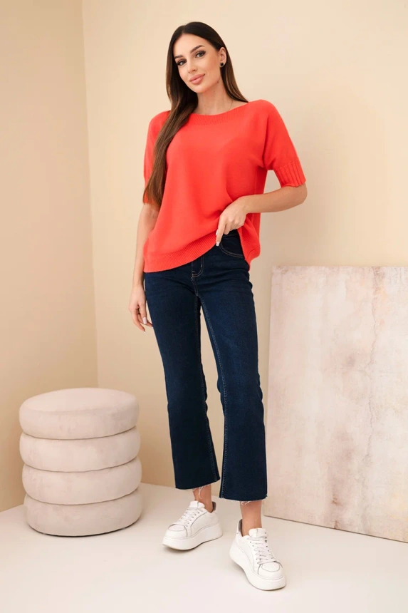 Women's short-sleeve viscose sweater raspberry