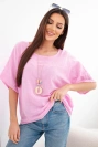 Women's oversized cotton short-sleeve top candy pink