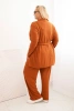 Komplet damski Plus Size 3-częściowy camelowy