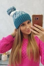 Dámska čiapka s pomponom Abigail K326 more+ecru