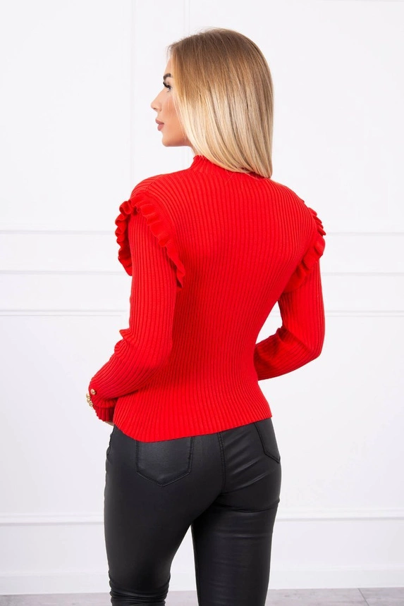 Taillierte Pulloverbluse mit Knöpfen rot