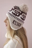 Cap with a pompom Rosa K368 burgundy+white+beige