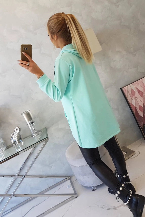 Sweatshirt mit längerem Rücken und Kapuze mint