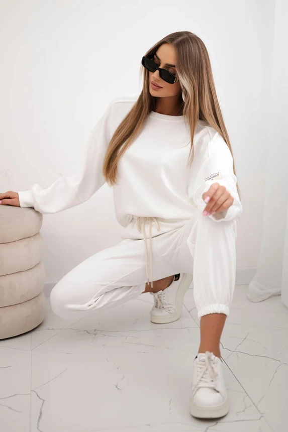 Set sweatshirt + pants buttery fabric white
