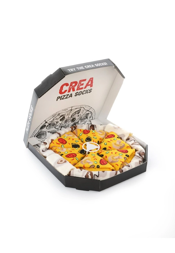 Pizza-gedruckte Socken – Set mit 4 Paar Unisex in origineller Verpackung