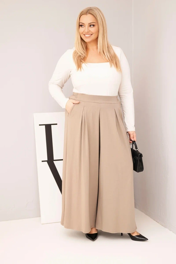 Dámské bavlněné kalhoty Plus Size s širokými nohavicemi a volným střihem fango