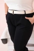 Dámské bavlněné kalhoty Plus Size s páskem černý