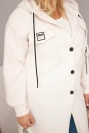 Women's plus-size hooded coat with button closure light beige
