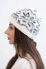Women's wool winter hat with Norwegian pattern K354 white+gray