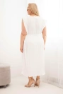 Women's plus-size viscose pleated dress with tie ecru