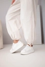 Damen Baumwollhose mit Gummibund und Bindung unten beige