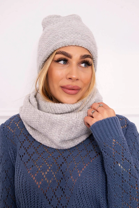Women's set with mohair Pearl P101 light gray