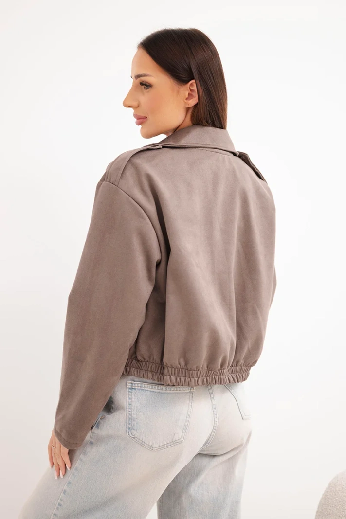 Women's viscose suede jacket with asymmetrical zipper fango