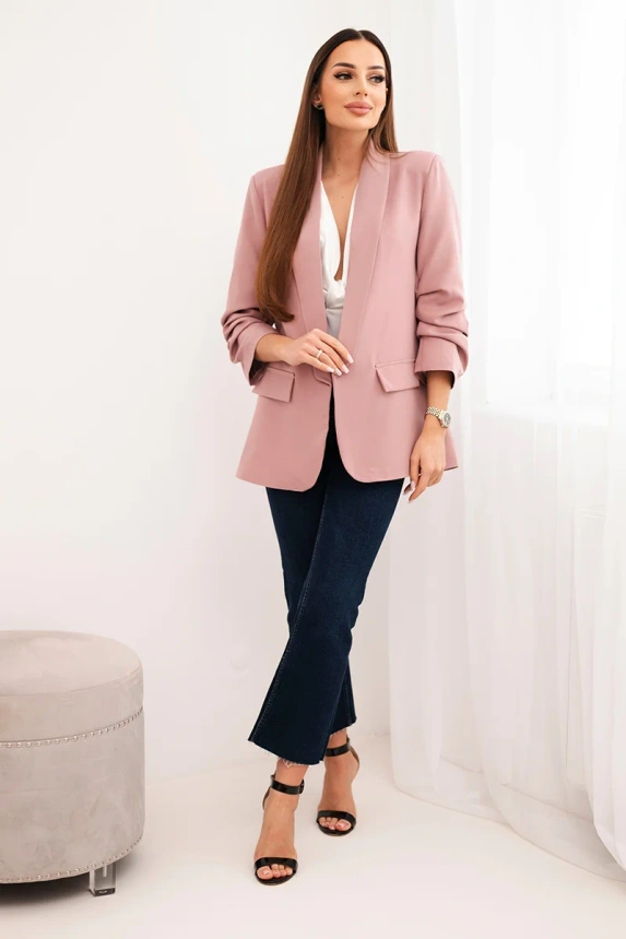 Elegant blazer with lapels dark pink