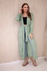 Pullover lange Strickjacke in der Taille gebunden dunkel mint