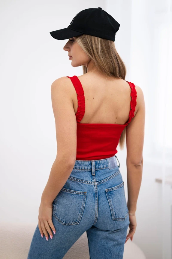 Body blouse on shoulder straps red