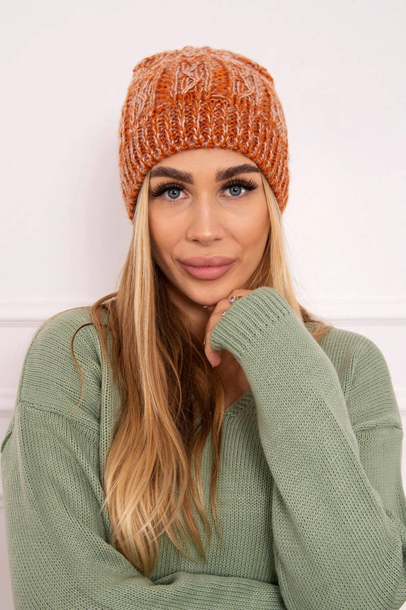 Melisa vilnonė kepurė K241 orange+grey