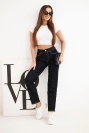 Women's high-waisted embellished jeans black