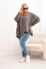 Damenpullover Plus Size aus Acryl mit lockerem Schnitt und 3/4-Ärmeln grau