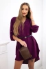 Dress with longer back and belt plum