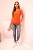 Damenbluse mit ärmelloser Spitze orange