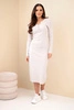 Women's cotton dress with long sleeves and button neckline beige