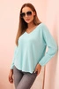 Women's sweater with viscose and a V-neck mint