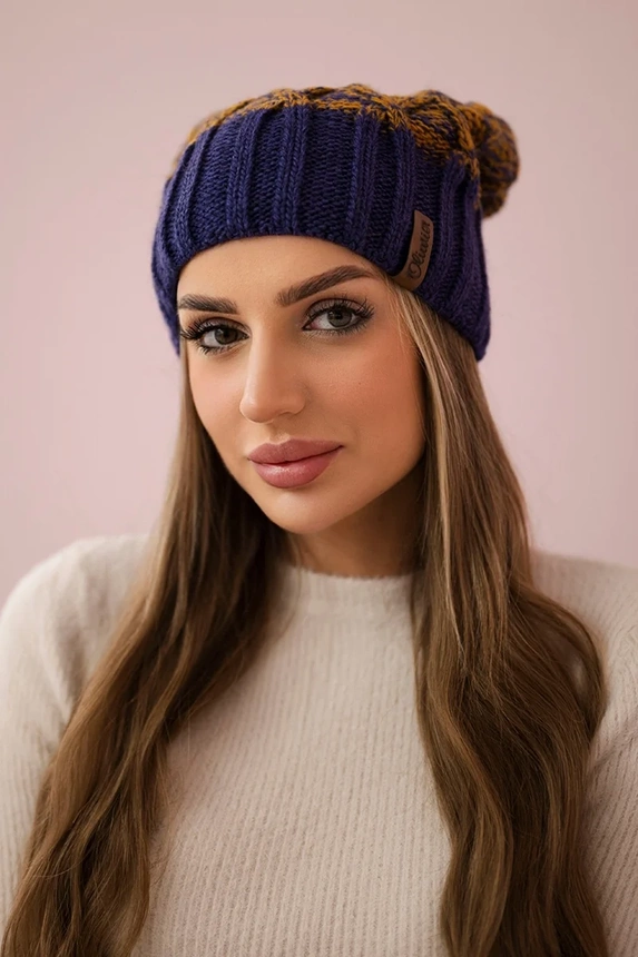 Čapica с fleece Milano K203 horčičná melanž+tmavo fialová