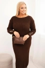 Dámska svetrova sukňa Plus Size s moherom čokoládová