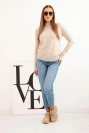 Damenpullover mit Stehkragen aus weichem Strick dunkelbeige