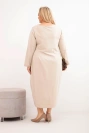 Moteriška suknelė Plus Size medvilninė su ilgomis rankovėmis ir raukiniais juosmens bežinė