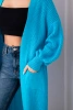 Sweter długi kardigan turkusowy