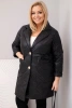 Plus Size women's quilted jacket with decorative buttons and collar black