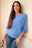 Damenbatwing-Pullover mit Rundhalsausschnitt jeansblau