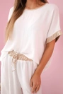 Viscose set with golden trim ecru