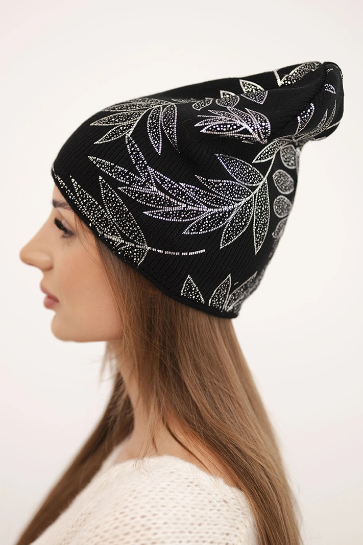Women's winter wool hat with double rolled-up cuff K426 orange