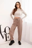 Elegant women's high-waisted pants with a tie at the waist fango