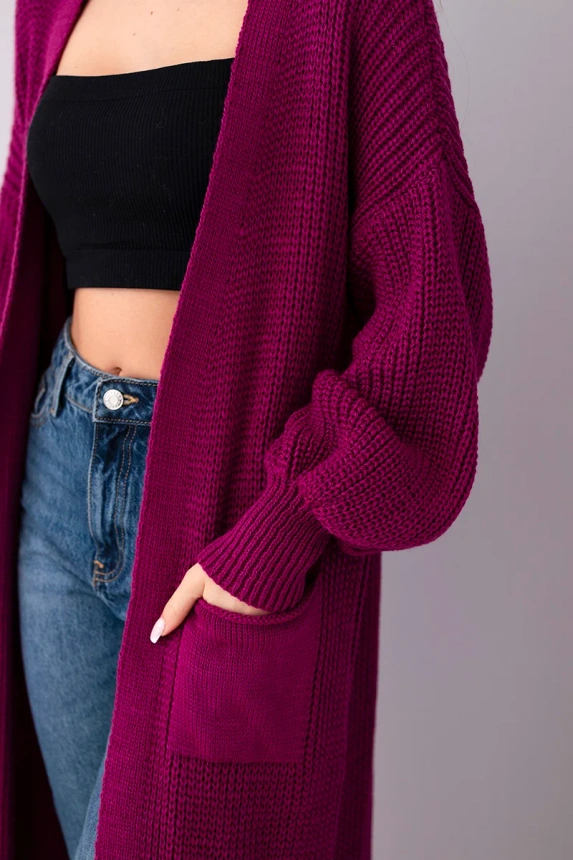 Pullover lange Strickjacke dunkelviolett