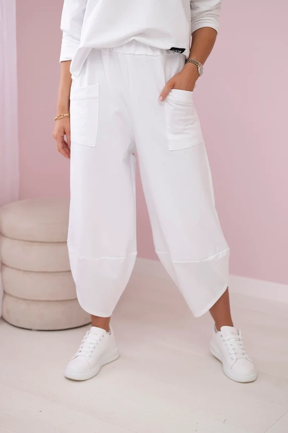 Cotton sweatshirt pants set white