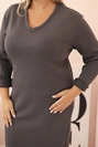 Dámska sukňa Plus Size maslová s výstrihom V a rukávom grafitová