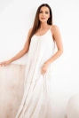 Women's viscose dress with tie straps beige