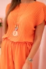 Viscose set pleated blouse + trousers orange