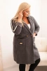 Plus Size women's coat made of faux shearling with pockets graphite