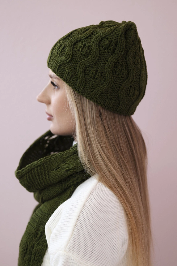 Dámská souprava se šálou Michalina K415 khaki