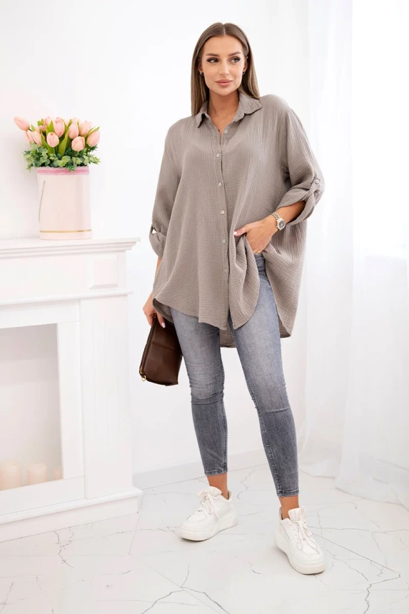 Medvilniniai muslino marškiniai Plus Size fango