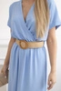 Langes Kleid mit Ziergürtel blau