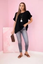 Muslin blouse with a necklace black