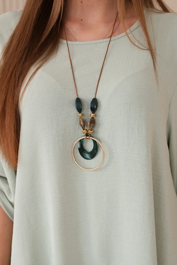 Set of blouse + pants with pendant dark mint