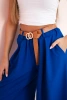 Hose mit weitem Bein und Gürtel kornblumenblau