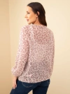 Damenpullover aus 70% Kid-Mohair mit Leopardenmuster und langen Ärmeln fango